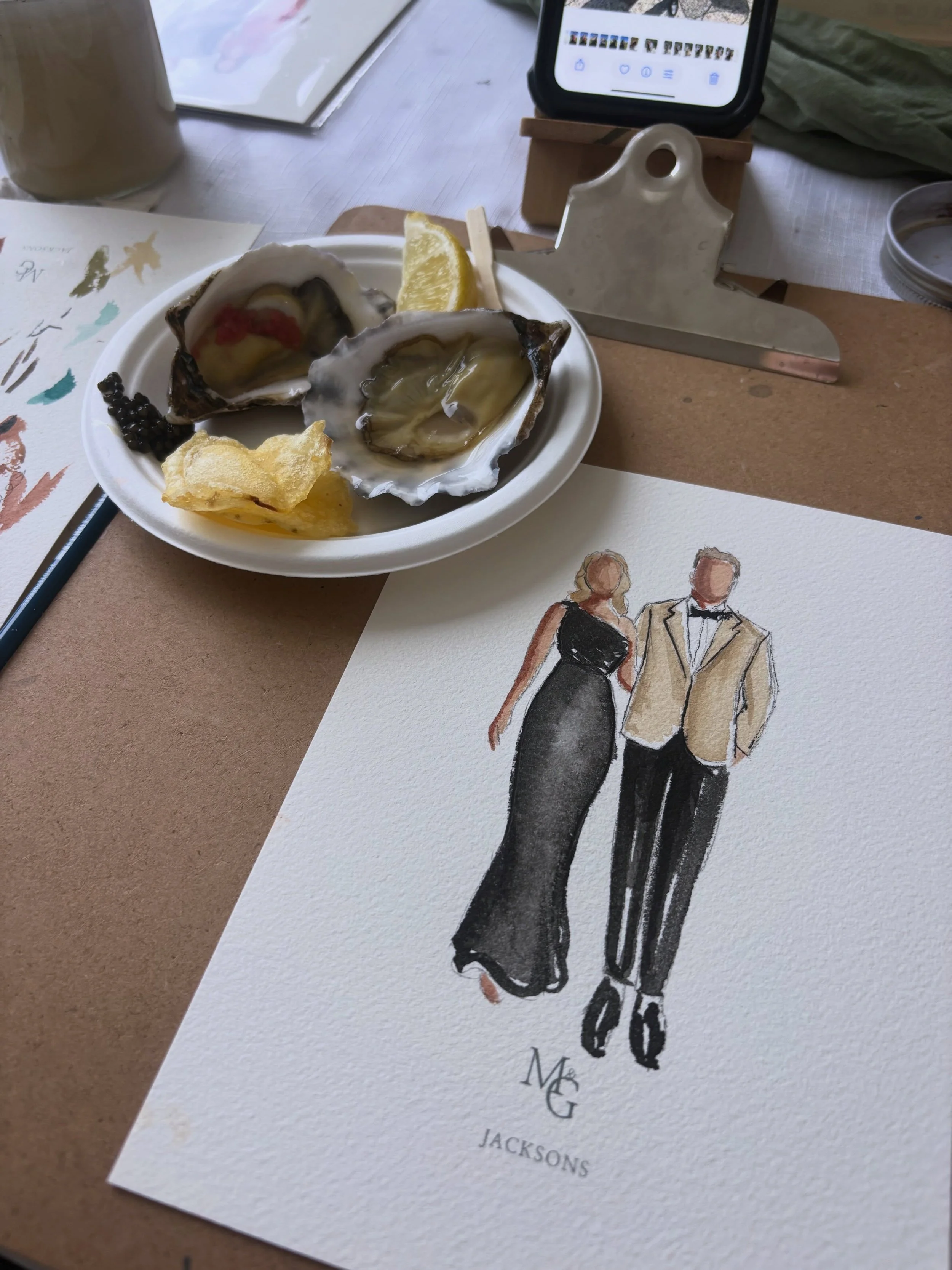 Illustrations with a side of oysters and caviar 🦪 don&rsquo;t mind if I do! 

@shuckyeah.bydawsons