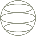 A wireframe globe with longitudinal and latitudinal lines.
