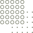 Grid of evenly spaced white circles and dots on a black background