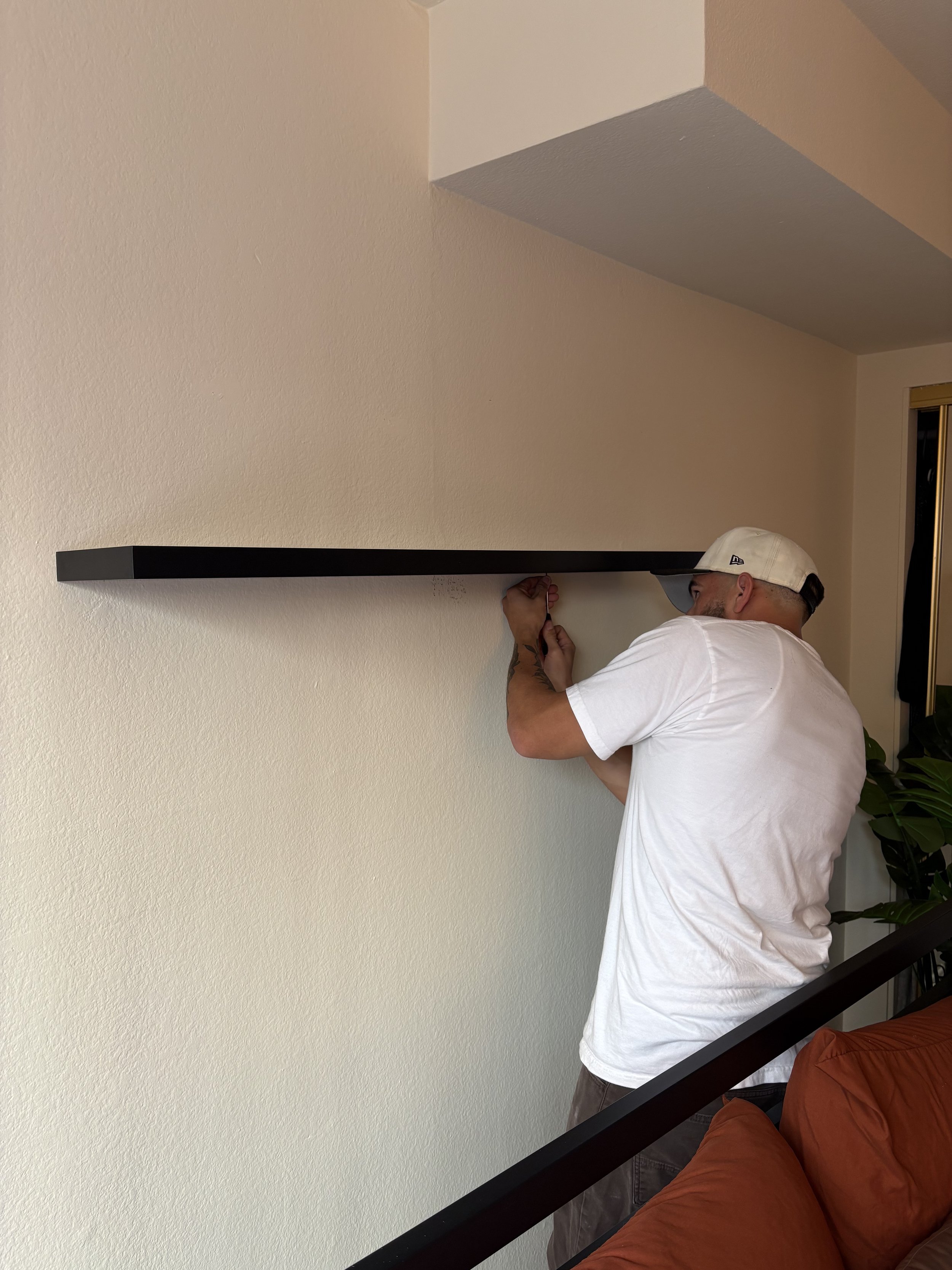 Floating Shelf installation securely mounted in Newport Beach, CA - Professional mounting service