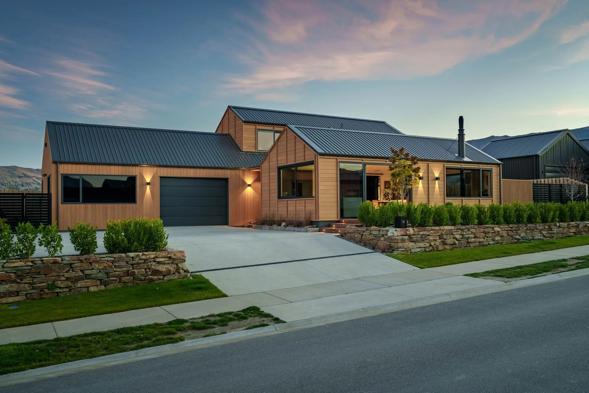 Architecturally designed high-performance home in Wānaka with timber cladding.