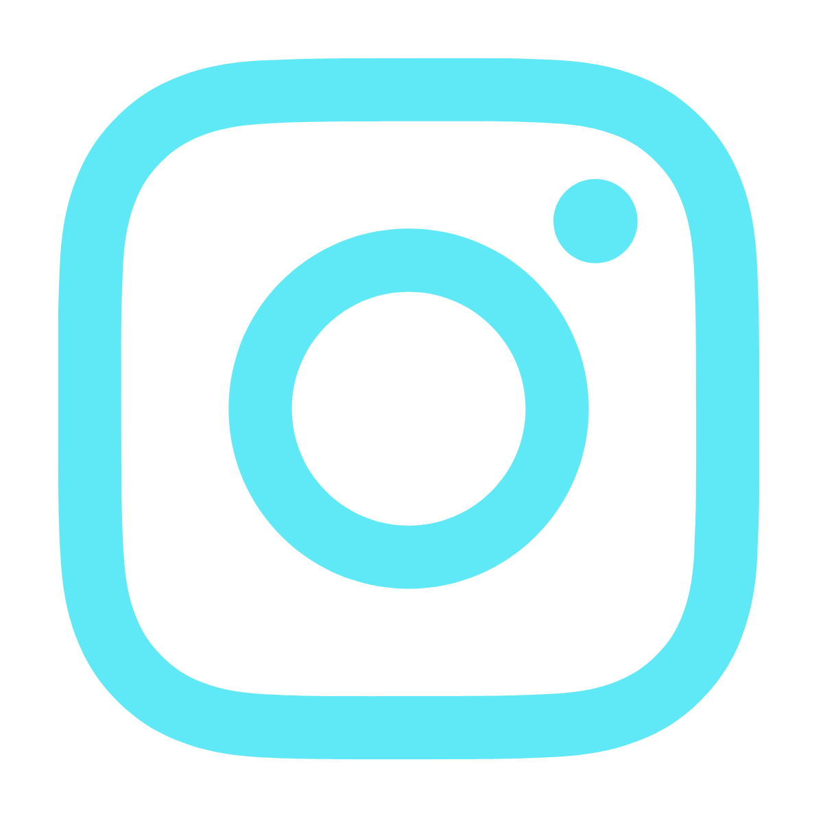 A stylized, light blue Instagram camera icon with a circular lens and a small circle in the top right corner, on a black background.