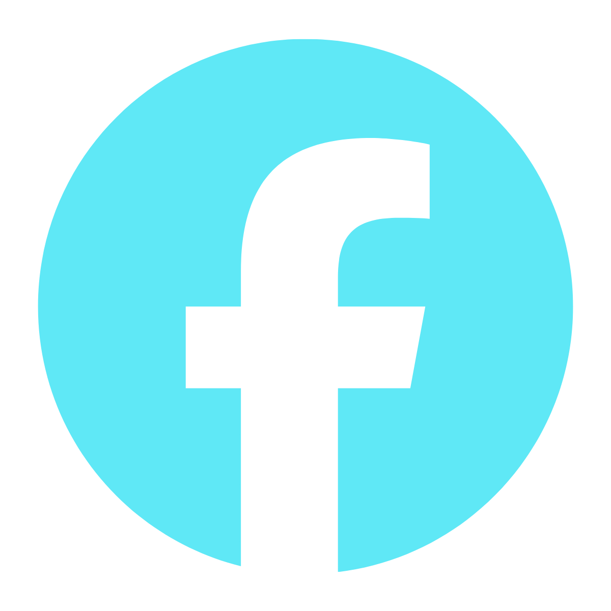 Facebook logo with a black lowercase 'f' inside a blue circle.