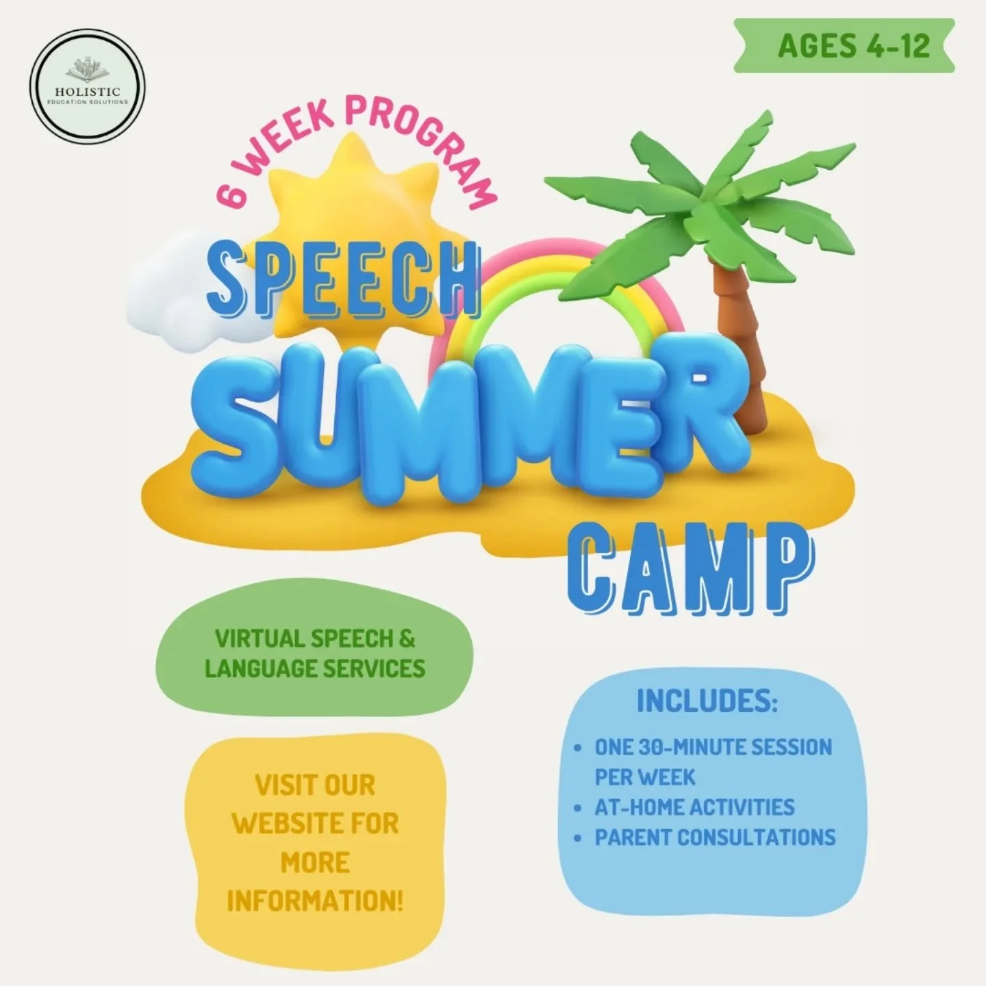 ☀️ Speech Summer Camp is here! ☀️

This summer we are finally offering a 6-week program for children who currently recieve school-based services to maintain skills and make progress during their break! 

If you live in California or Arizona and are i