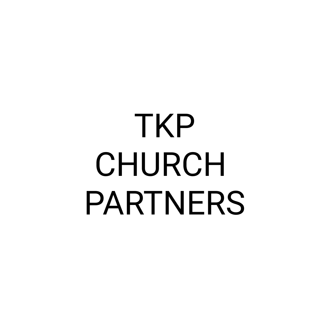 A white circular badge with black text that reads 'TKP CHURCH PARTNERS'.