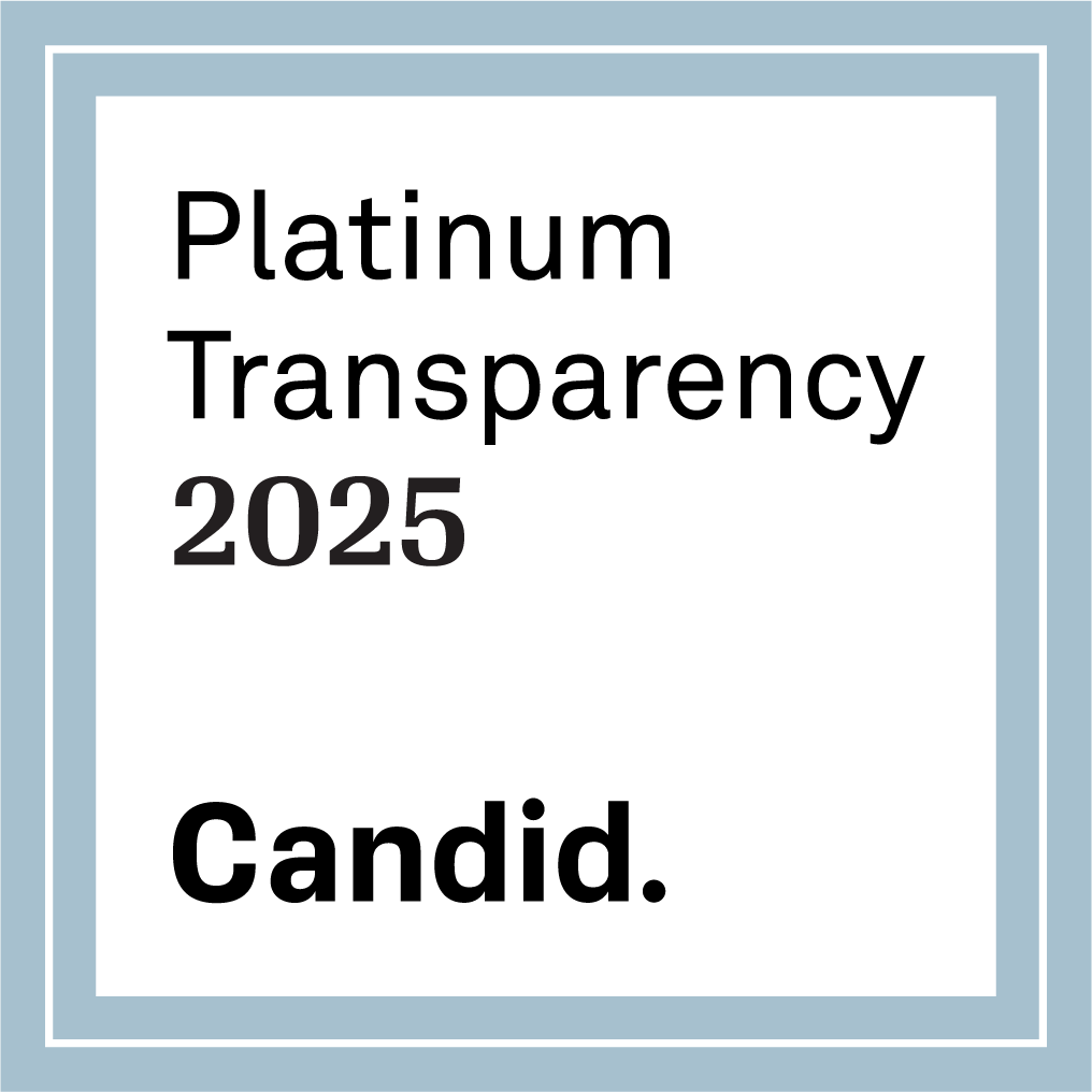 A plaque with the text: 'Platinum Transparency 2025 Candid.'