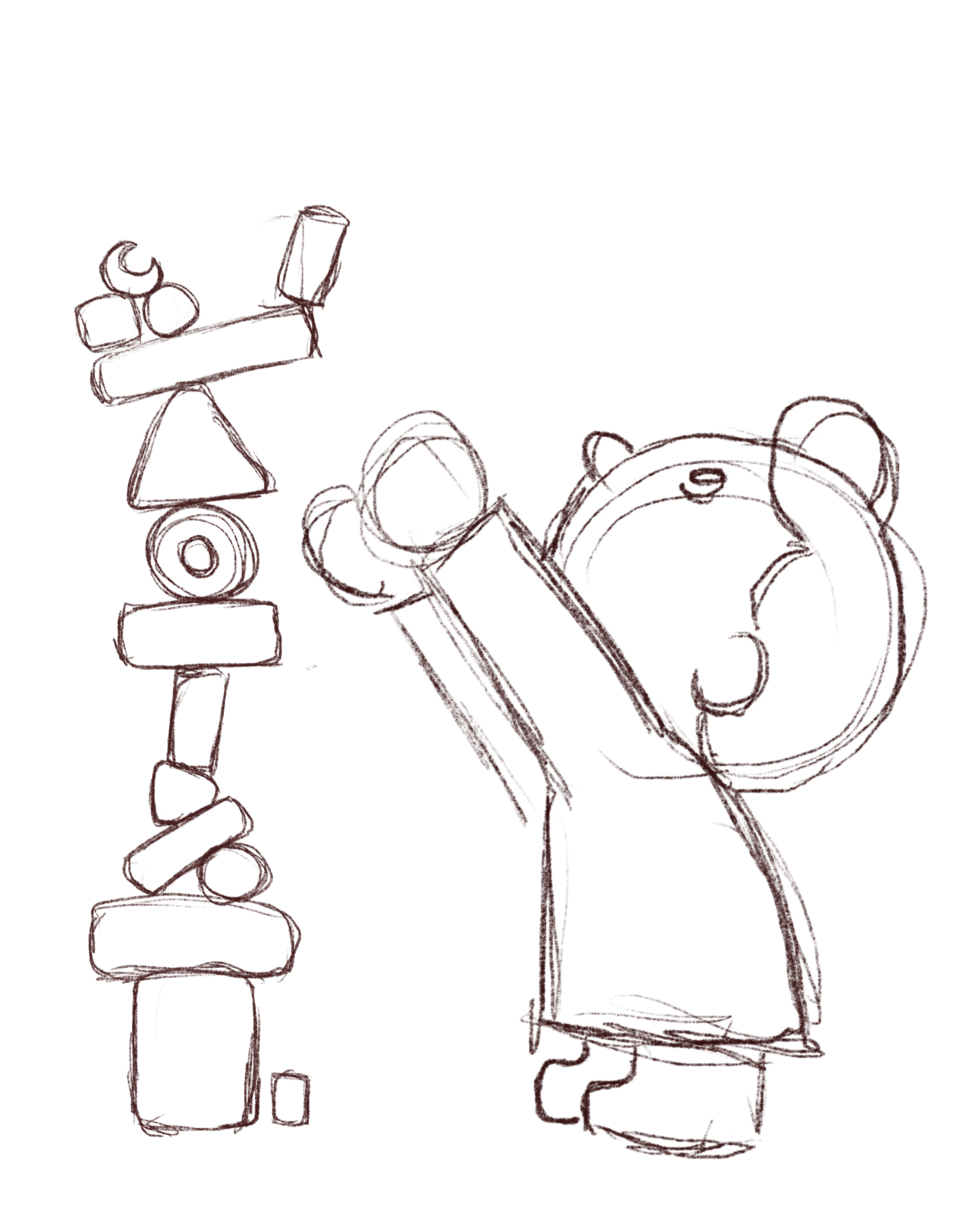 Line drawing of a mechanical object with labels indicating different parts and measurements, primarily in red and black.