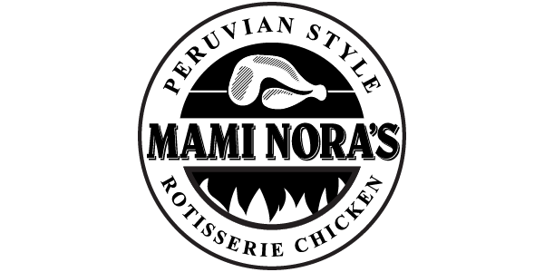 Logo for Mami Nora's featuring a cartoon-style fish with a toothy grin and the business name in bold letters.