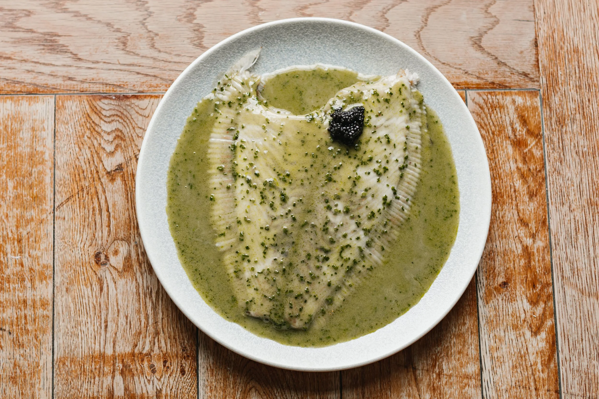 Whole Champagne baked turbot