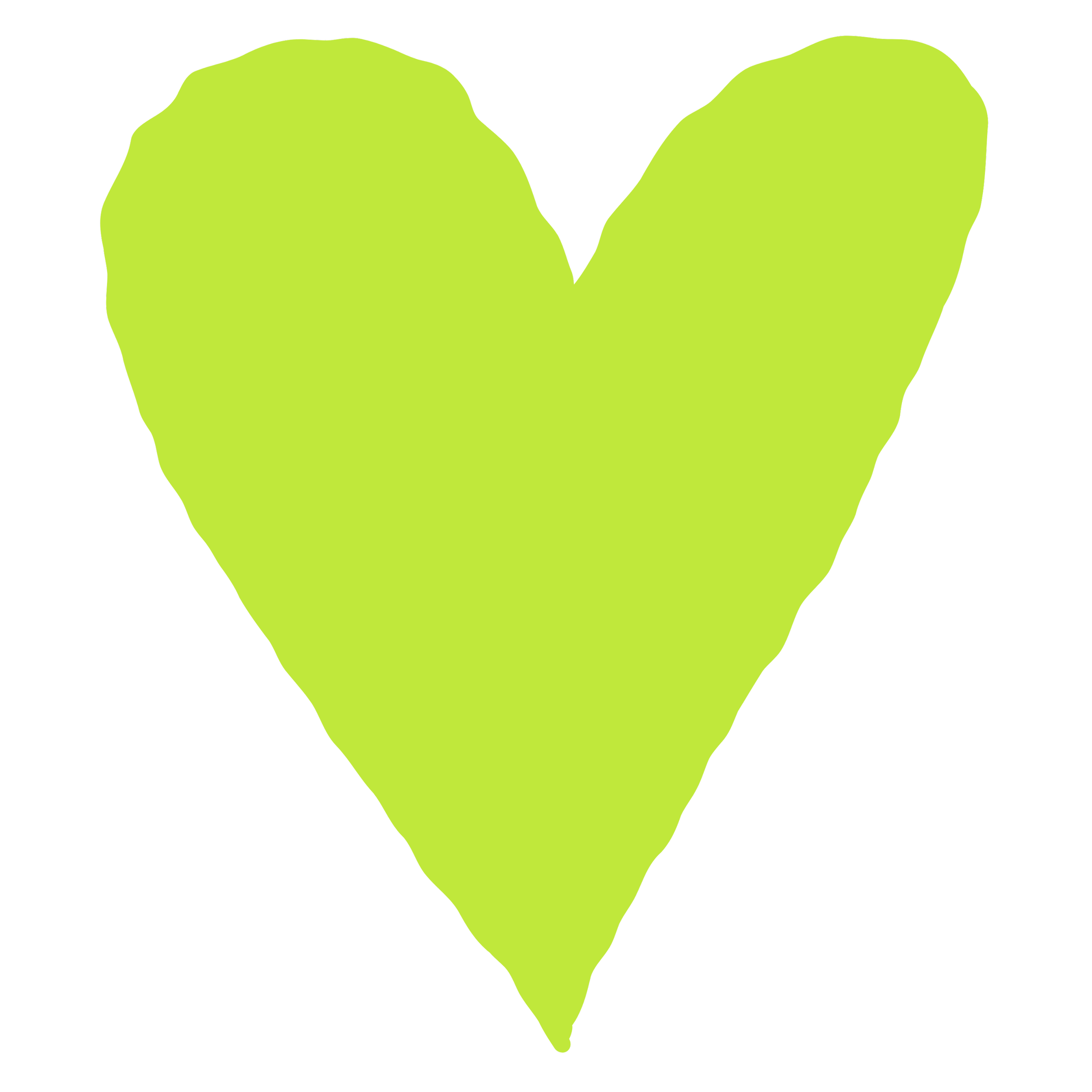 A lime green heart shape on a black background.