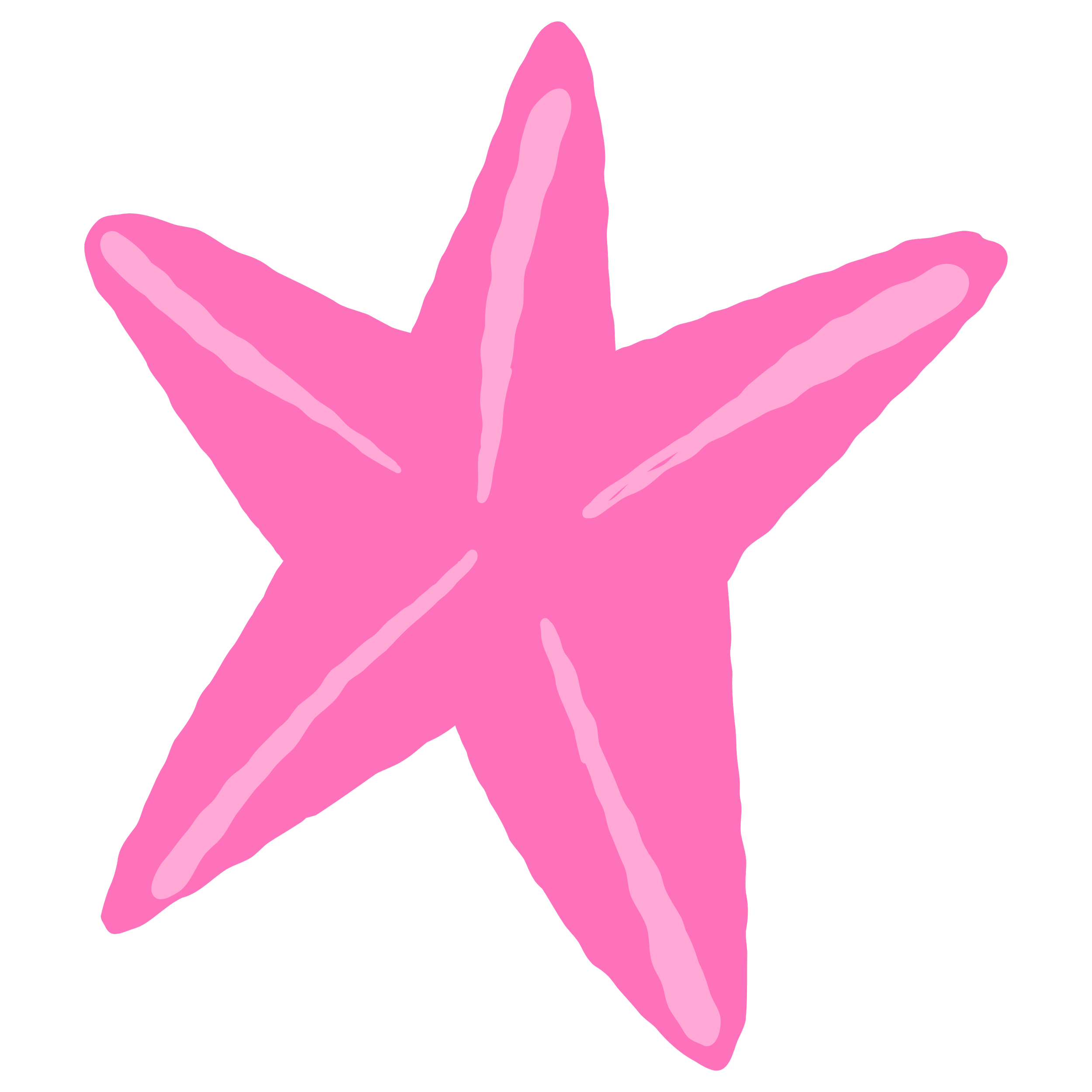 Pink starfish with five arms on a black background.