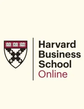 Harvard Business School Online logo with shield and text.