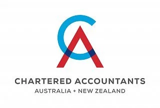 Logo of Chartered Accountants with a stylized 'A' in red and blue, and text 'Chartered Accountants Australia + New Zealand' below.
