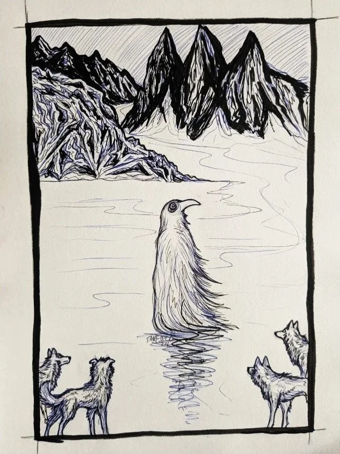 opium bird visits dog camp