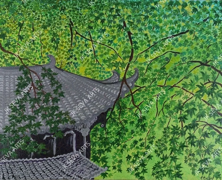 Tranquil Kyoto Morning-  Original Acrylic Painting