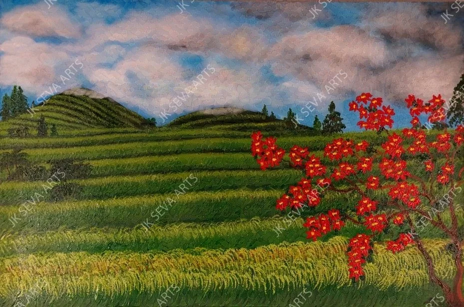 On the Fields of Bali  (Original Acrylic Painting) 24" x 36" in size