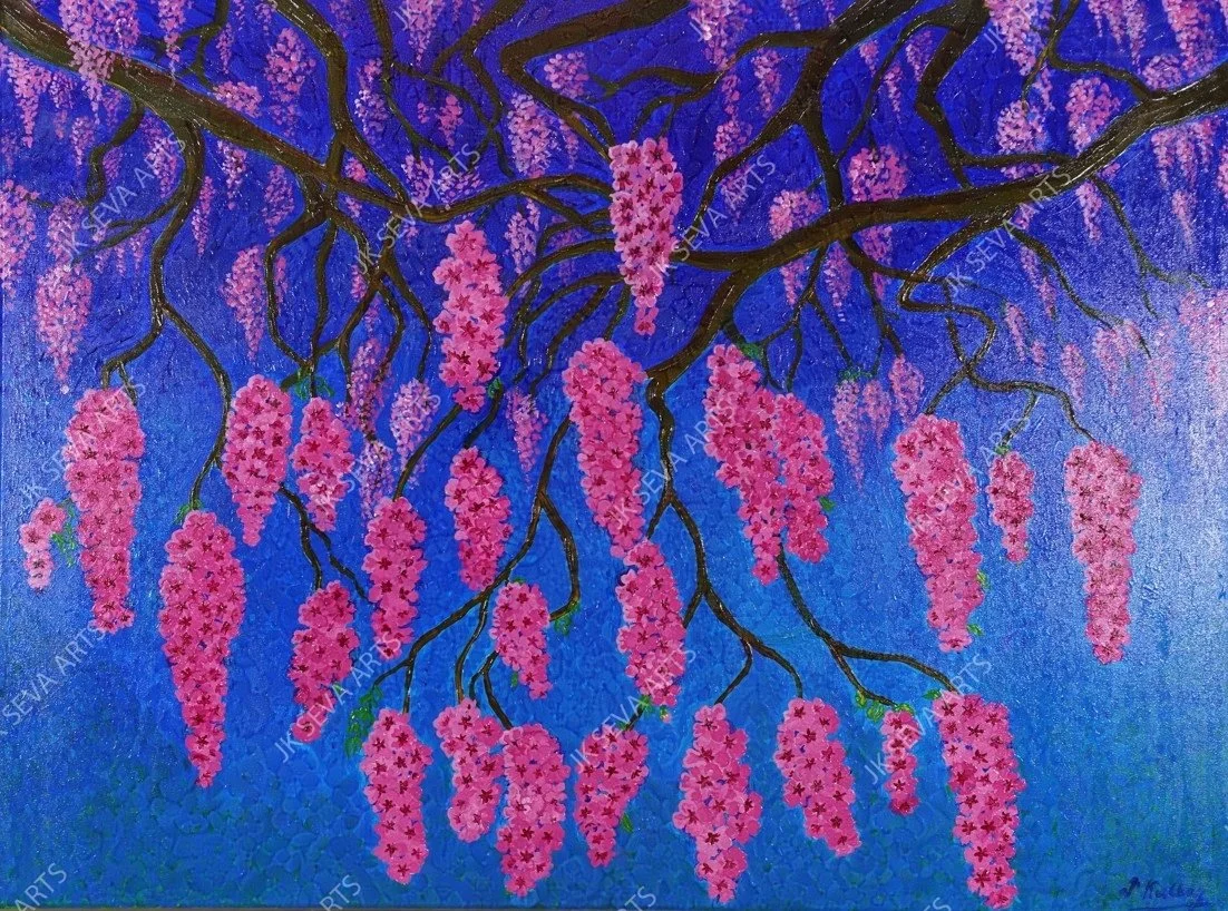 Tickled Pink Blossoms -Original acrylic painting 36"x 48"