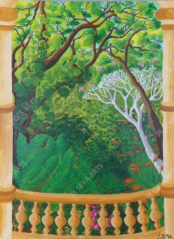 Tranquility of Indian Rainforest at Taj Bangalore- (Original Painting)
