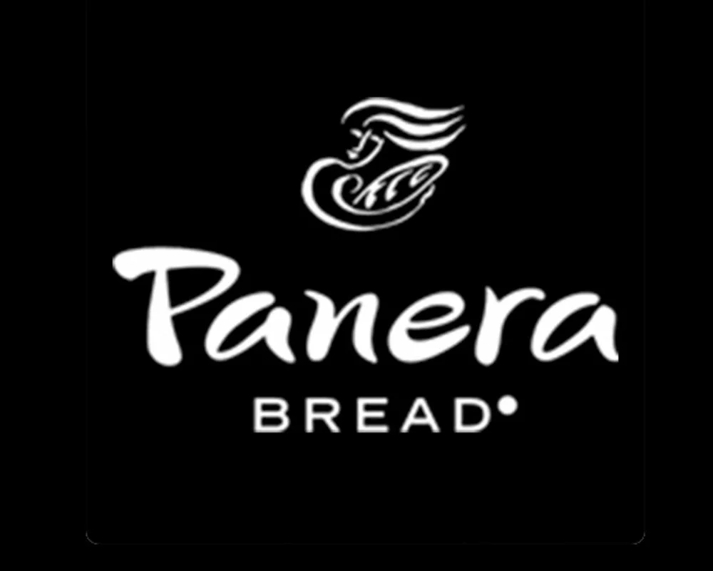 Black square logo with a stylized white flame and the words "Panera Bread" in white font.