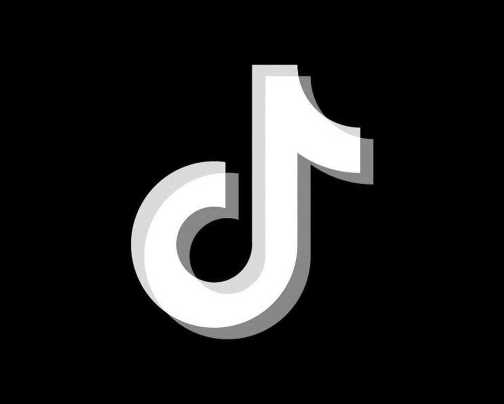 Black background with a white and gray TikTok logo in the center.