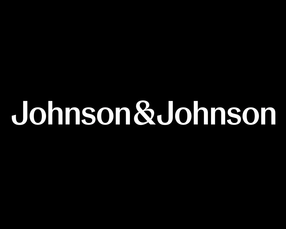 Black background with white text reading "Johnson & Johnson".