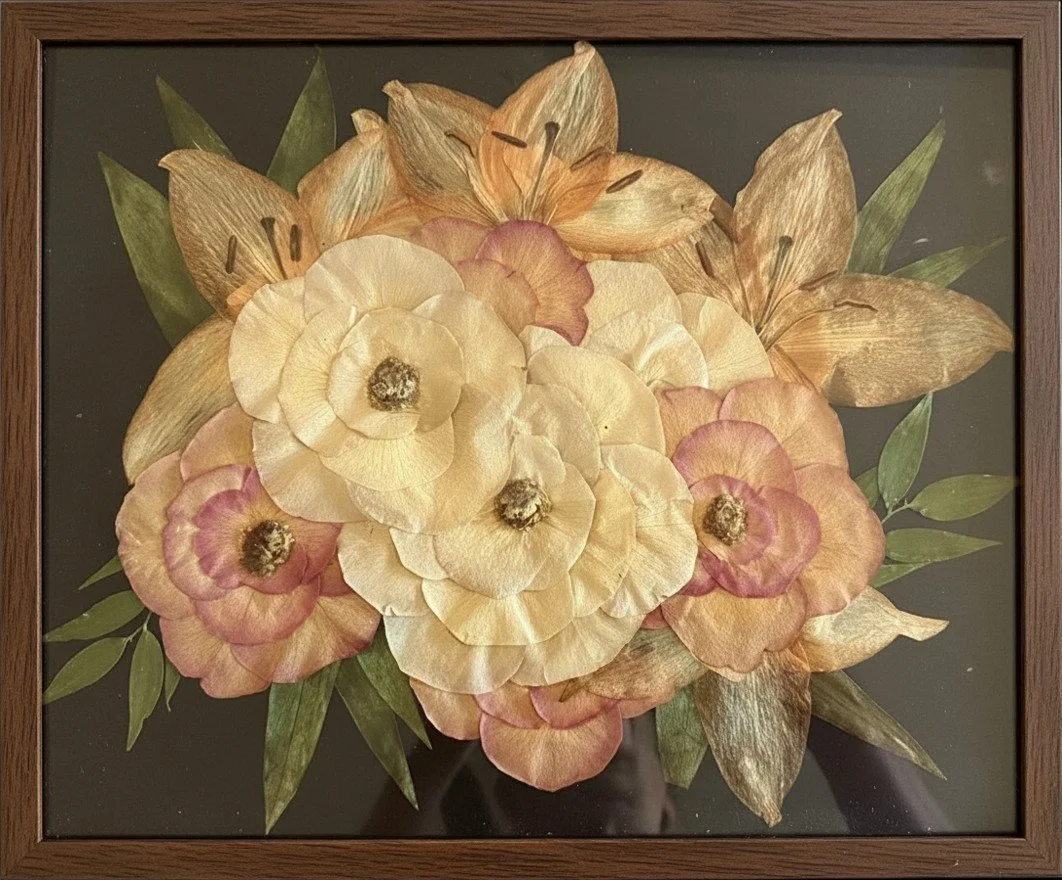 Pressed and framed lilies and roses | Floral Preservation | Austin, TX