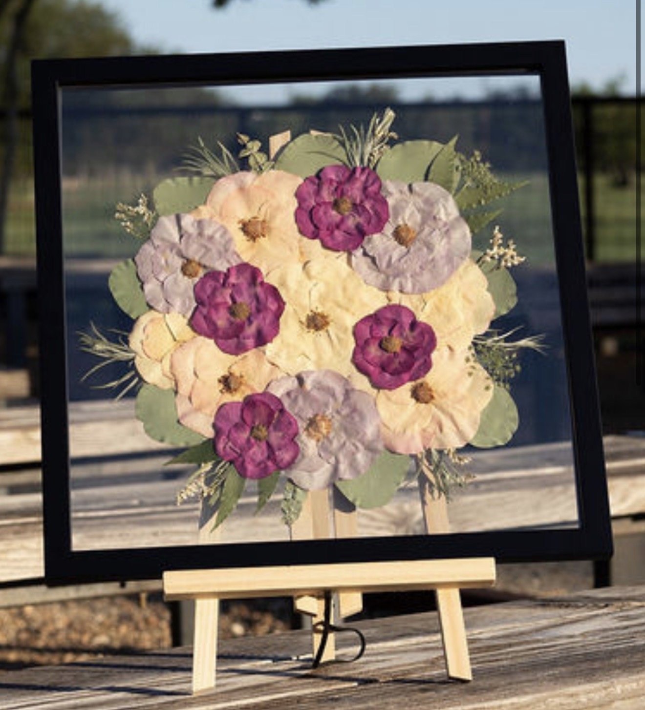 Glass on glass pressed and framed wedding bouquet | Floral Preservation | Austin, TX