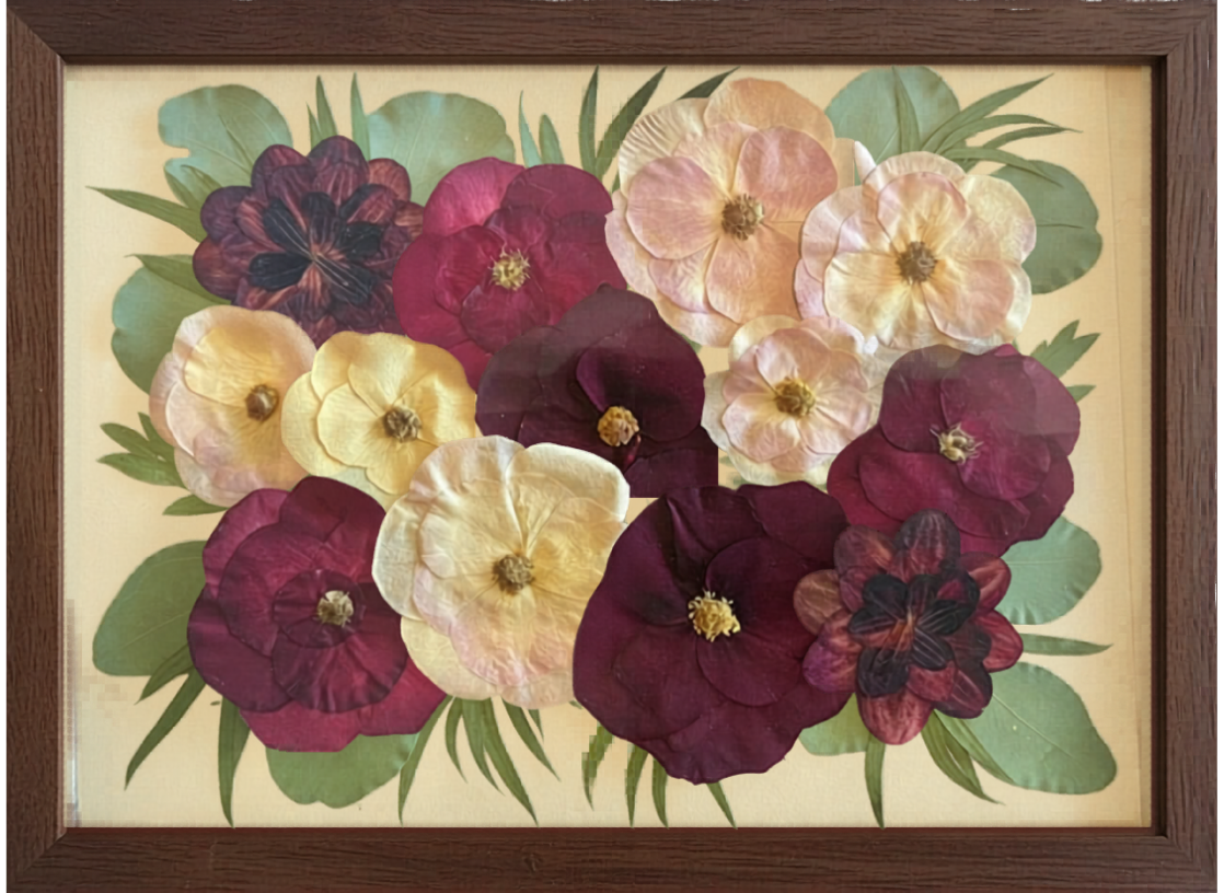Pressed and frames roses and eucalyptus | Floral Preservation | Austin, TX