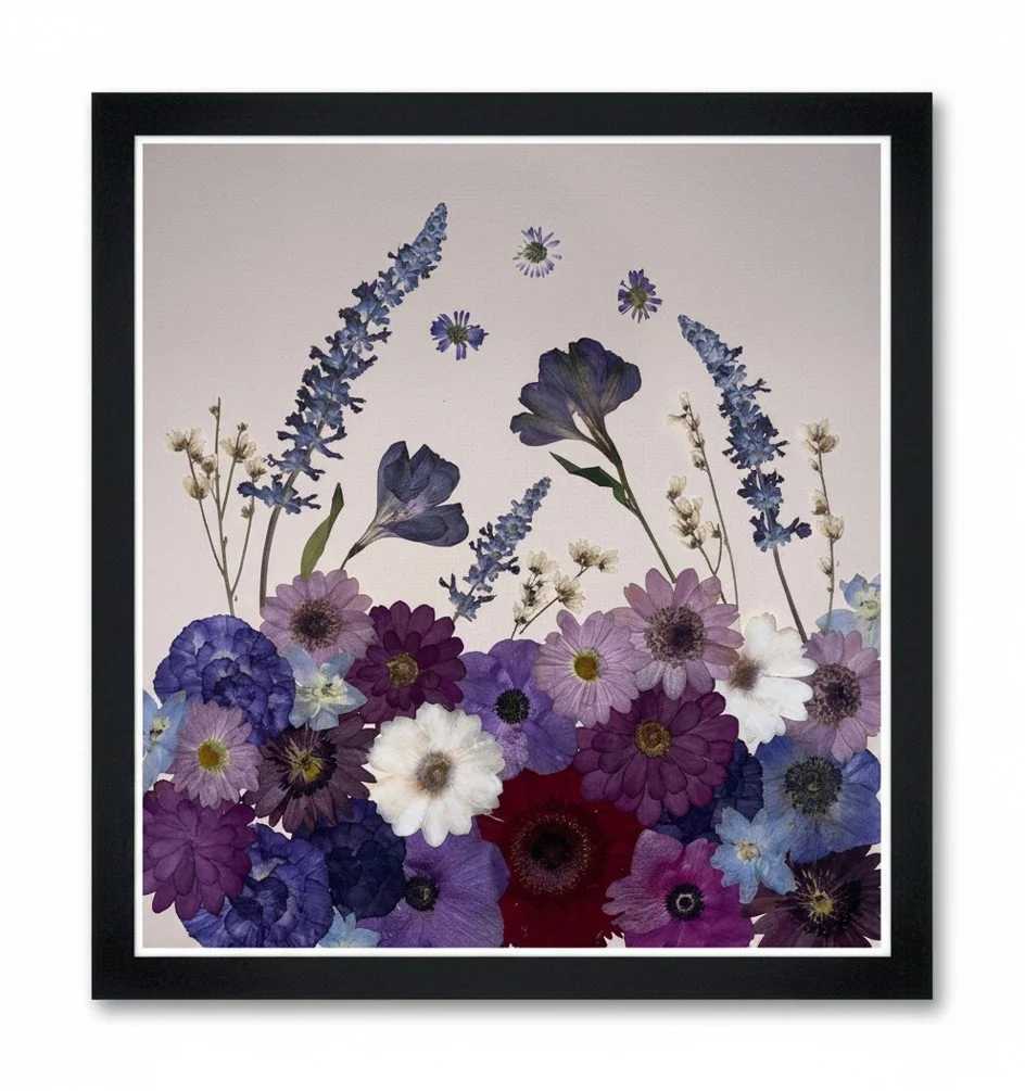 Meadow layout style of pressed and framed flowers | Floral Preservation | Austin, TX