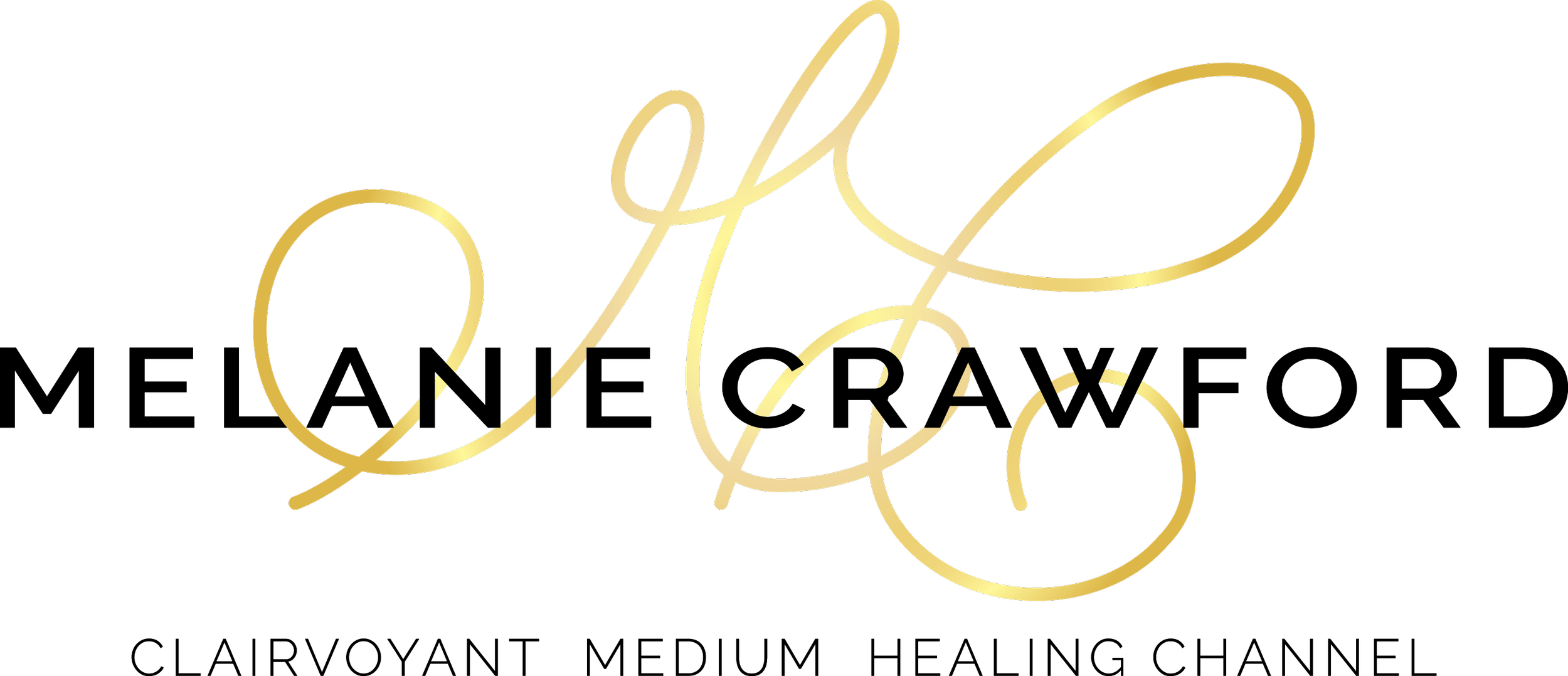 Logo for a medium healing channel featuring a gold-colored, cursive text design.
