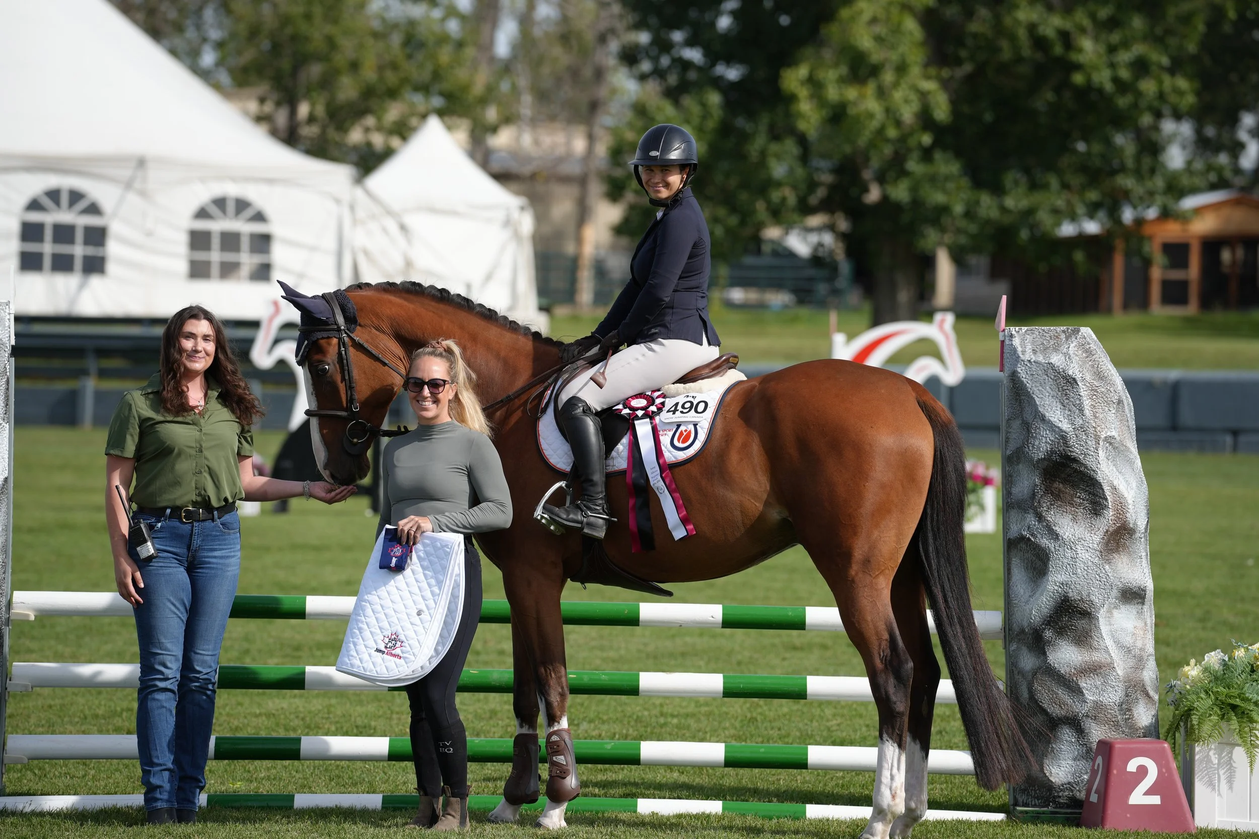 Sambuca KVS. 2022 Adequan JVH gelding. First place, Jump Alberta regional finals, RMSJ, 2026.  KWPN registered. For sale in Calgary, Alberta, Canada.