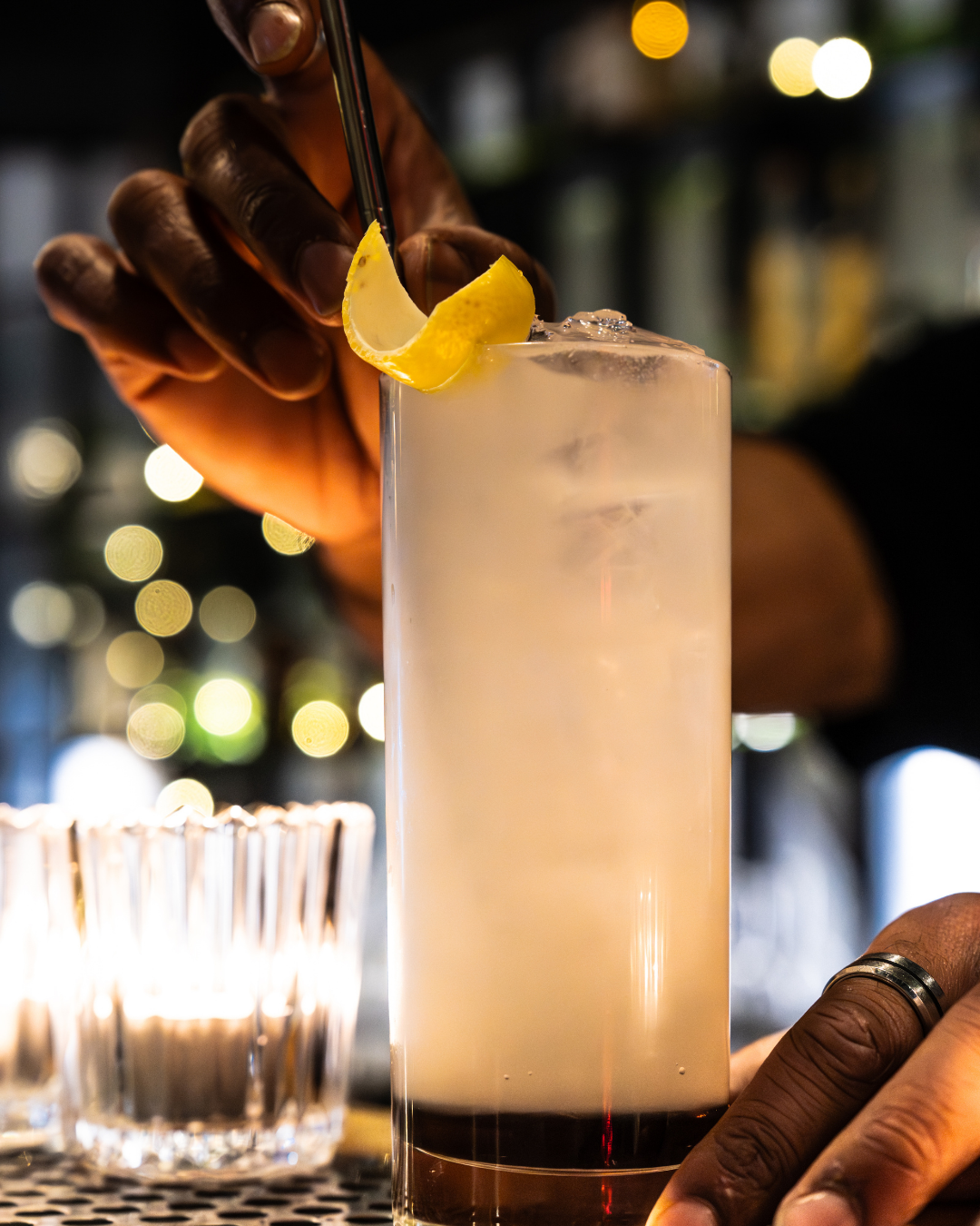 Encounter in the Woods signature cocktail with whiskey, dry sake, yuzu, honey and ginger at Little Red’s Bar Melbourne CBD.
