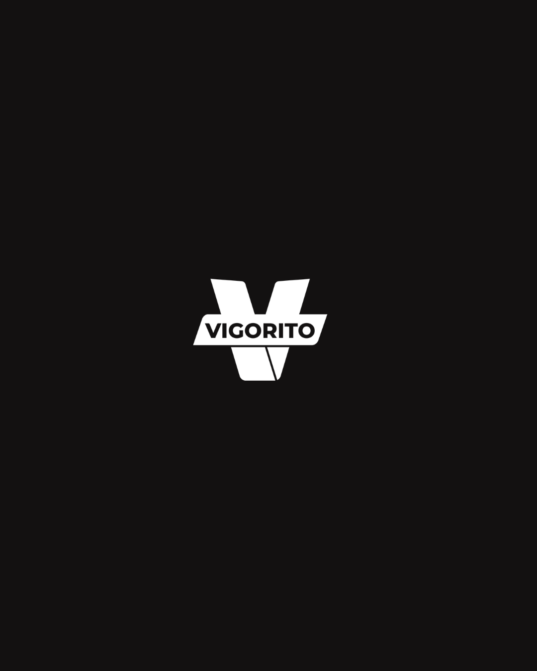 Logotipo do Vigorito com uma letra V estilizada em fundo preto.