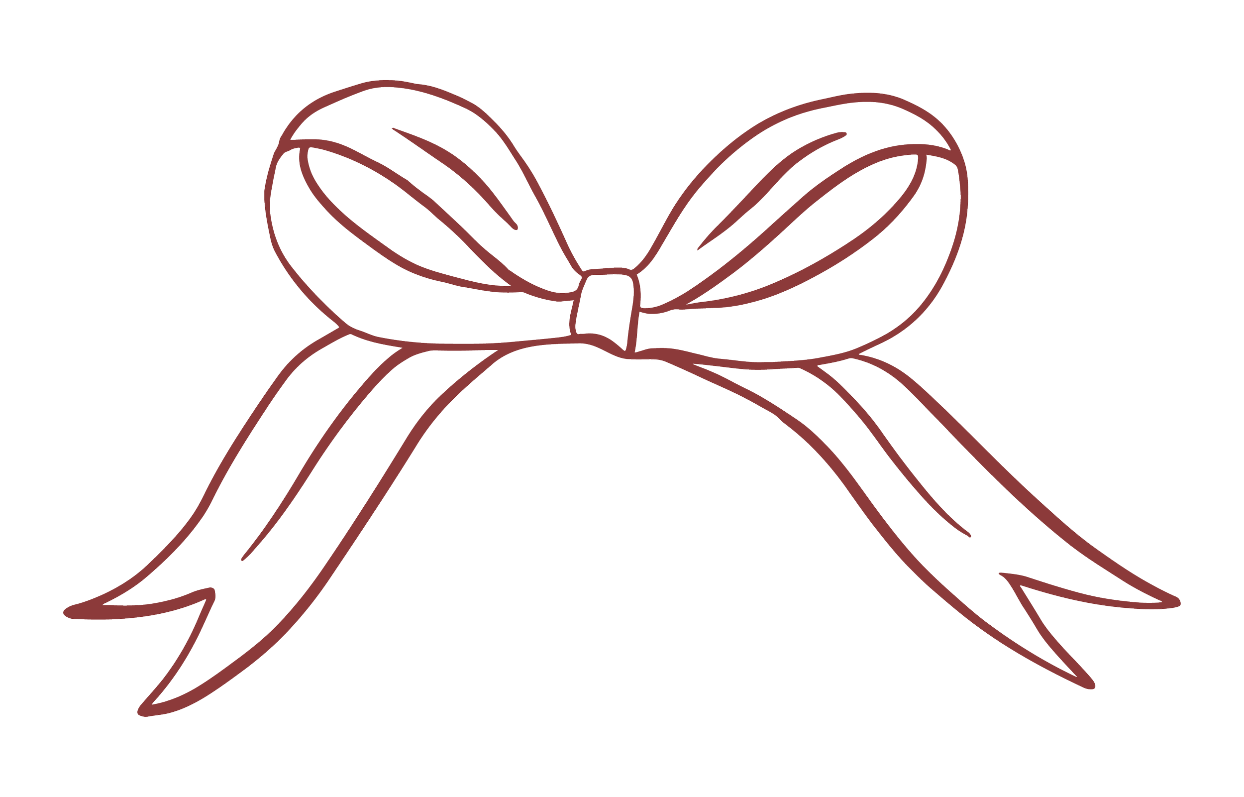 Outline drawing of a ribbon bow.