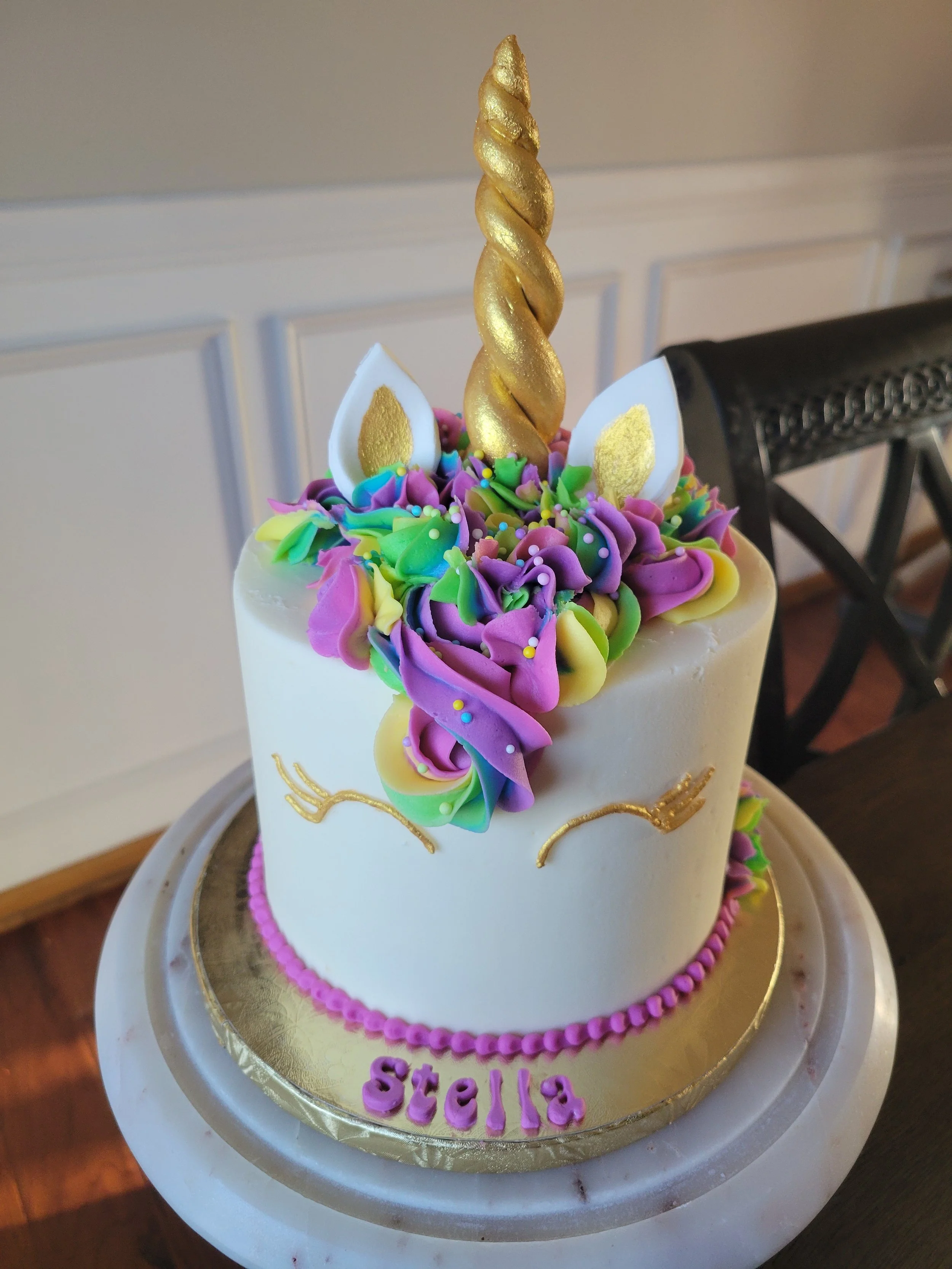 Custom unicorn cakes in Rochester, MN featuring whimsical designs, pastel colors, and detailed buttercream textures. A magical choice for birthdays and themed celebrations.