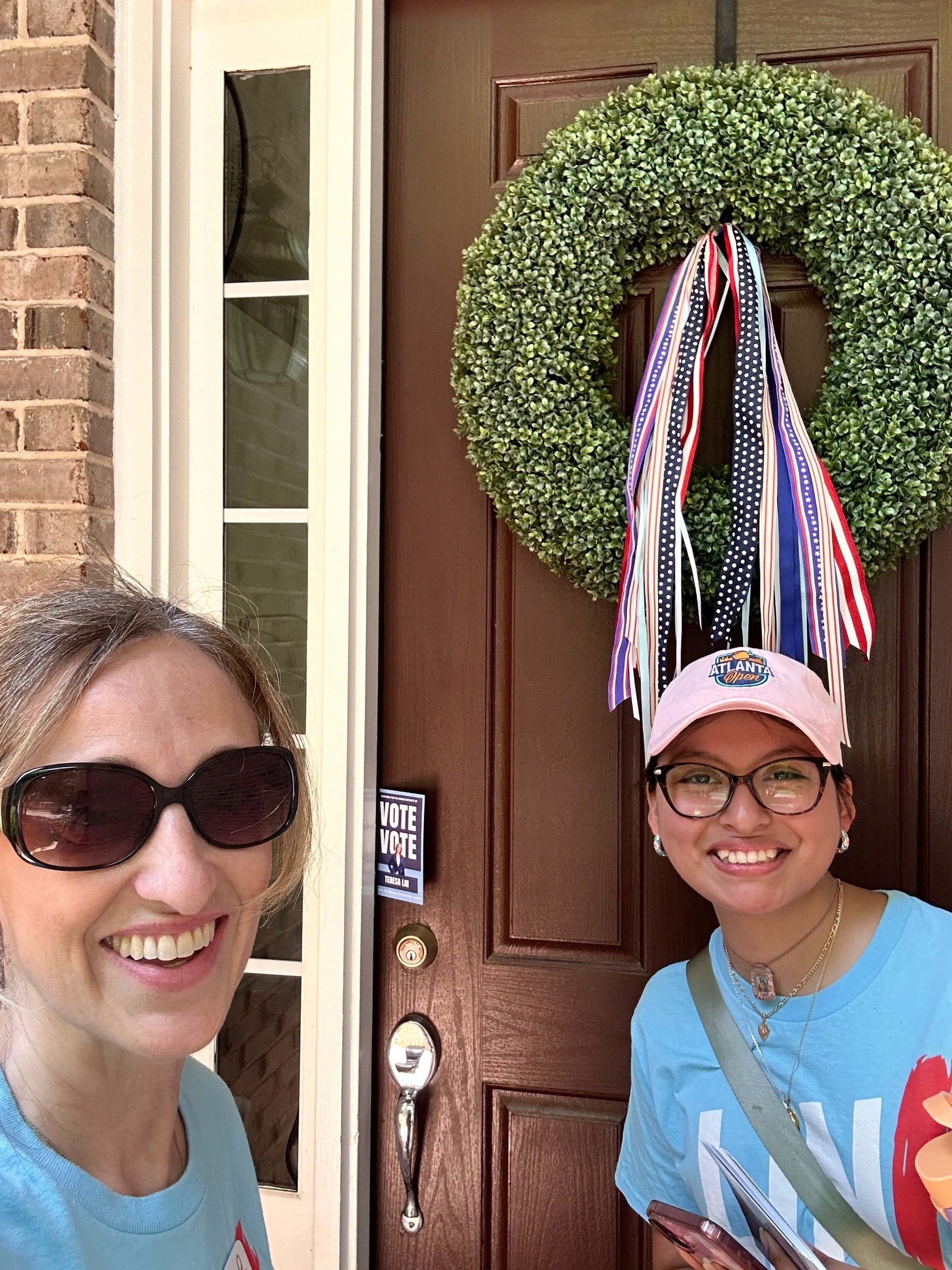 Teresa Lin Canvassing, meeting voters, talking about issues in Roswell, Alpharetta, and Milton