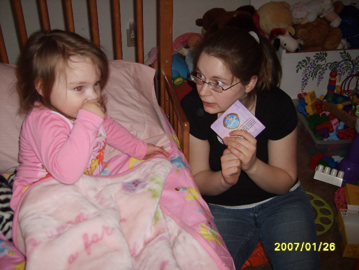 Heidi telling Sam a story