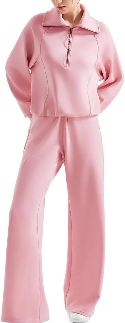 SUUKSESS Women 2 Piece Lounge Matching Set Wide Leg Sweatpan