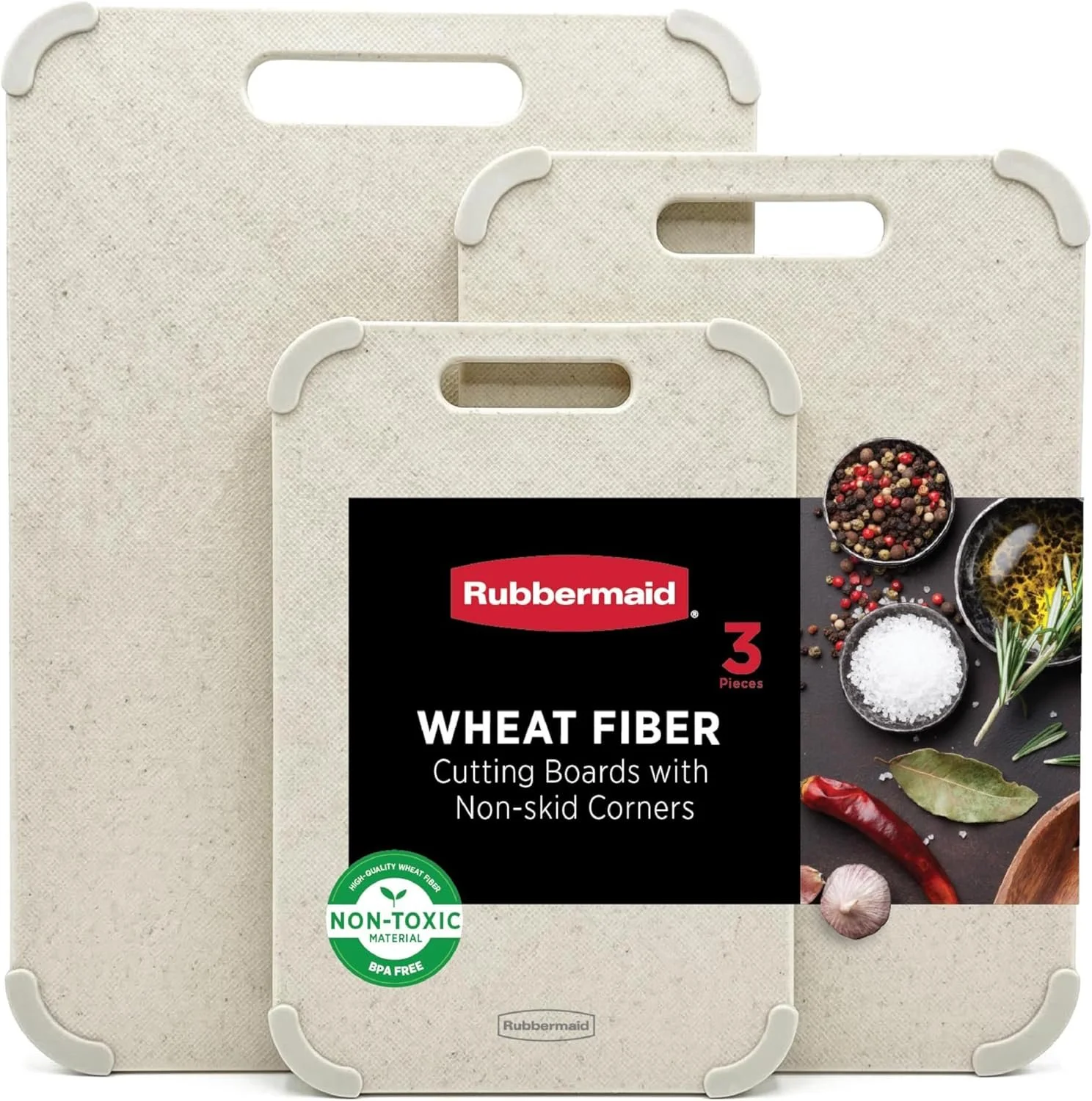 Rubbermaid 3pc Reversible Wheat Fiber Cutting Board Set | BPA Free 