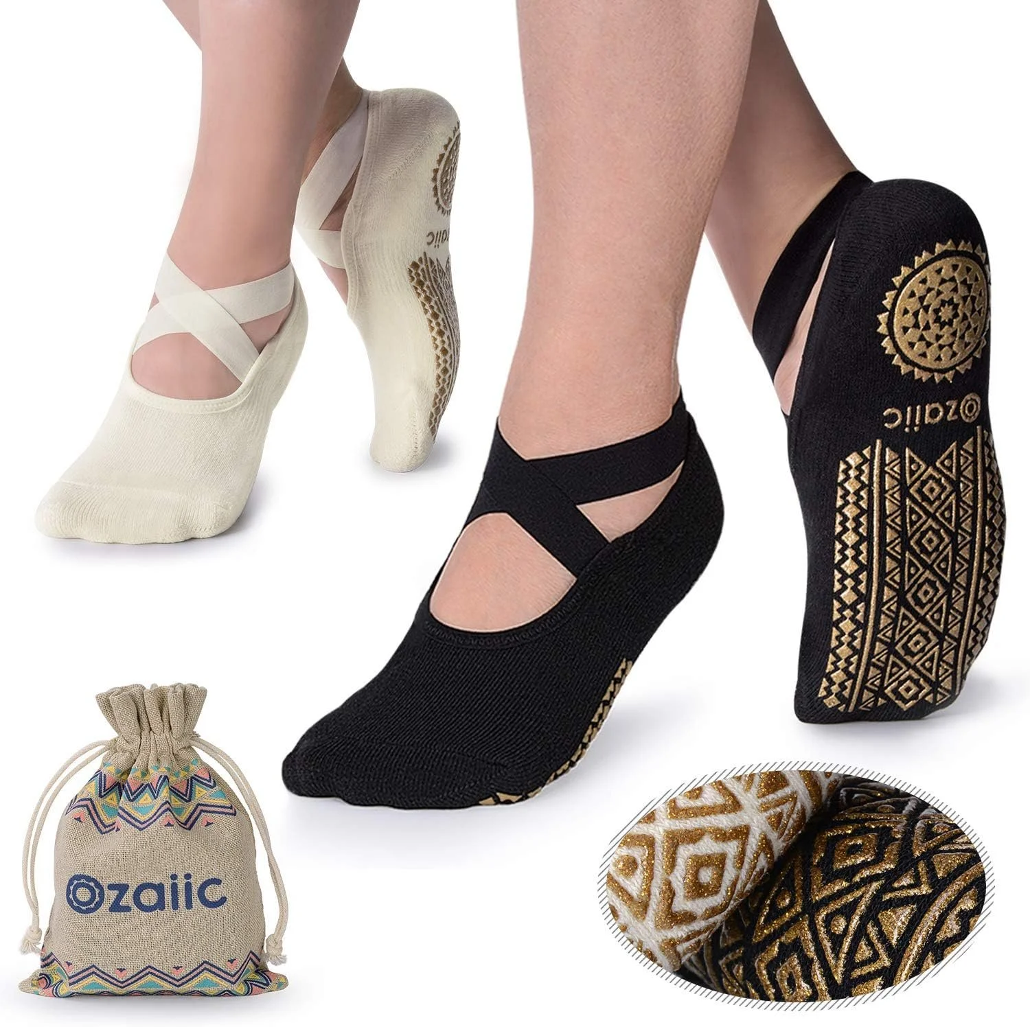 Ozaiic Pilates Socks for Women Non Slip Grip