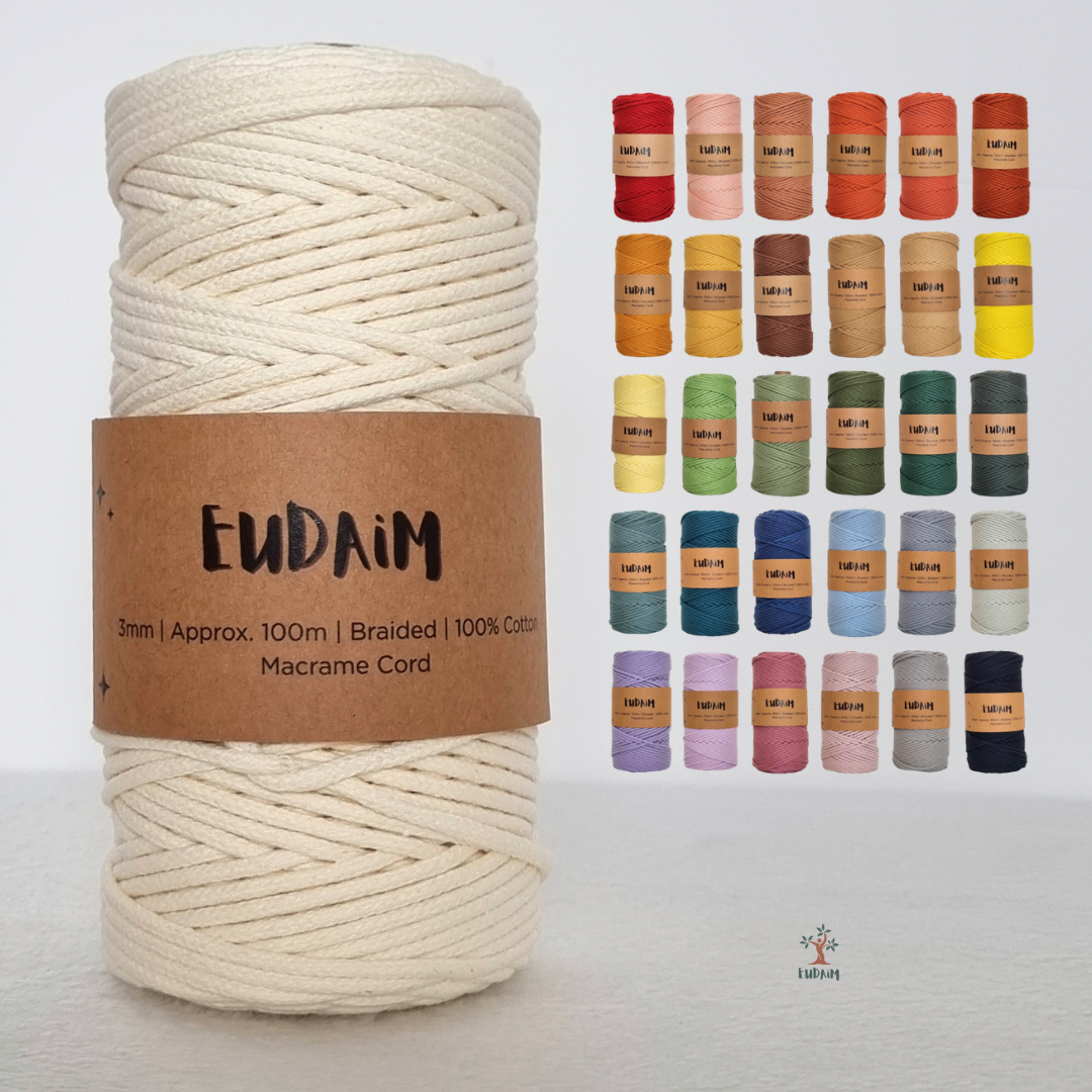 3mm - Braided - 100m - 100% Cotton - Macrame Cord