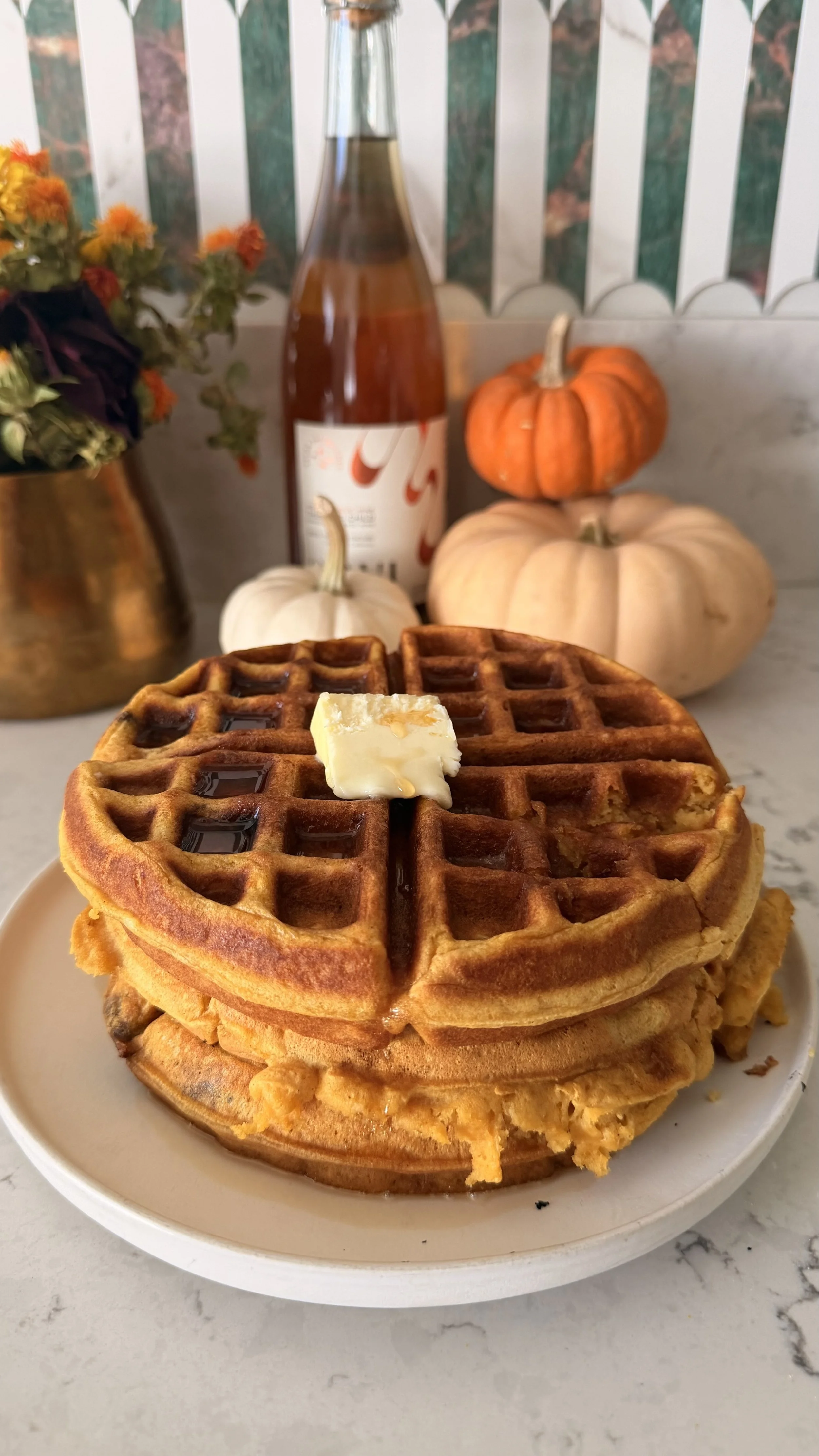 Fluffy Pumpkin Protein Waffles (Freezer-Friendly)