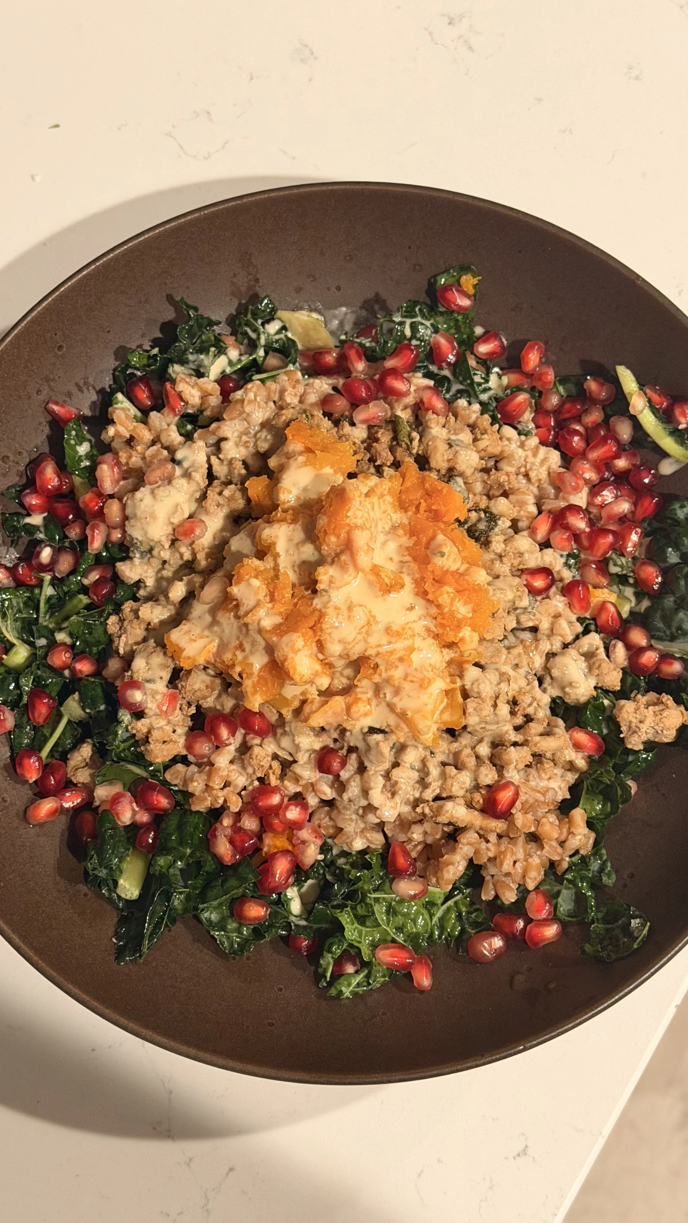 Meal Prep Harvest Bowl with Sage Turkey and Maple Tahini Dressing