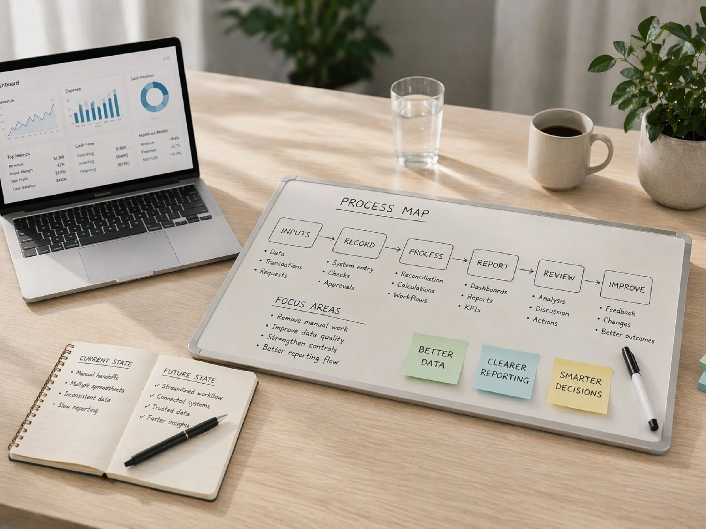 Finance process improvement and data management planning