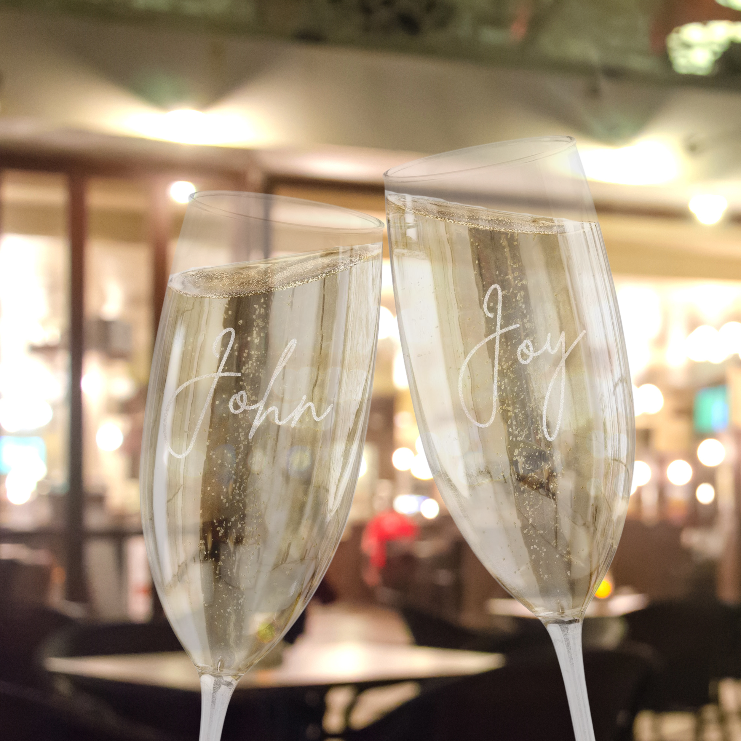 Personalized Etched Champagne Flute Set