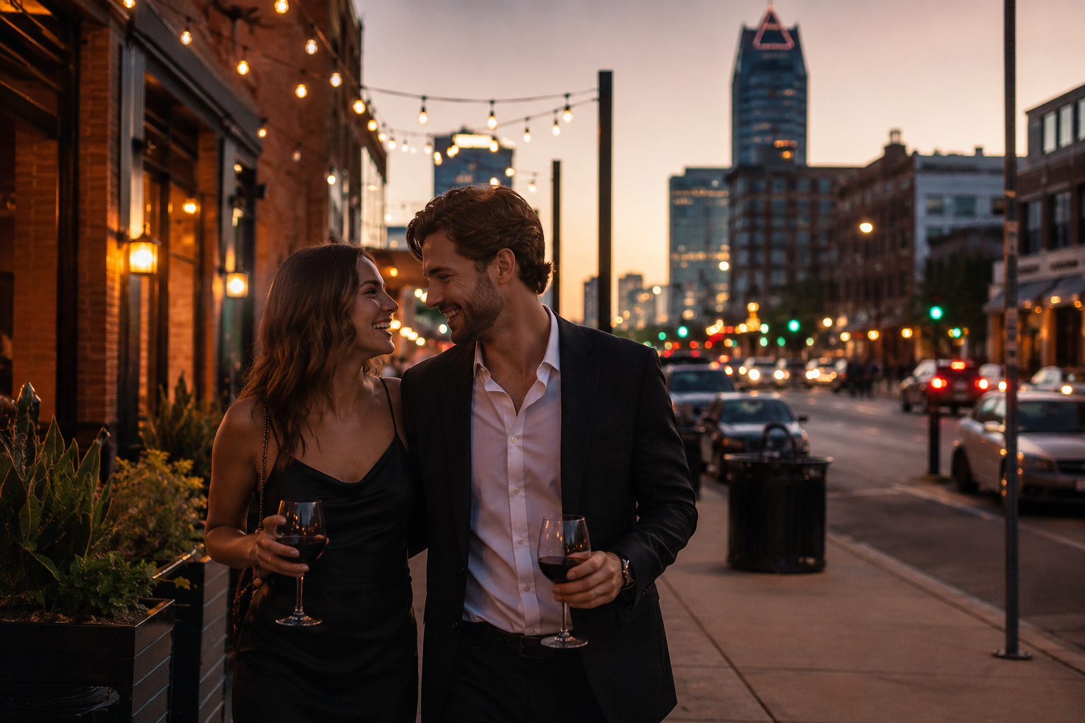 couple at night in okc