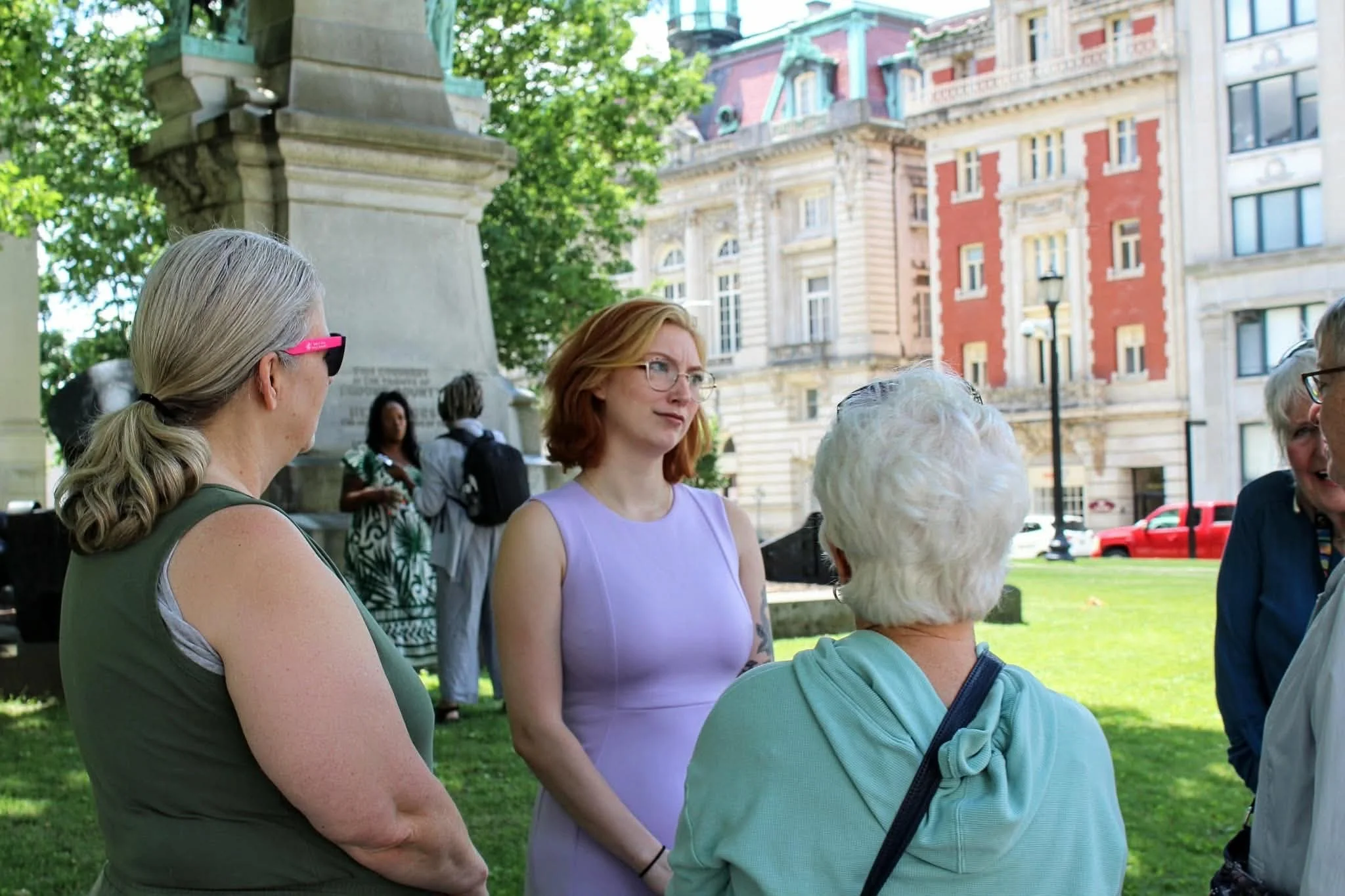 Autumn talking with community members