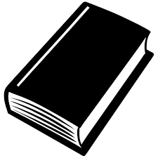 A closed black hardcover book with white pages.
