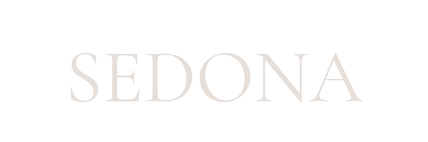 Sedona logo in brown letter font on a black background