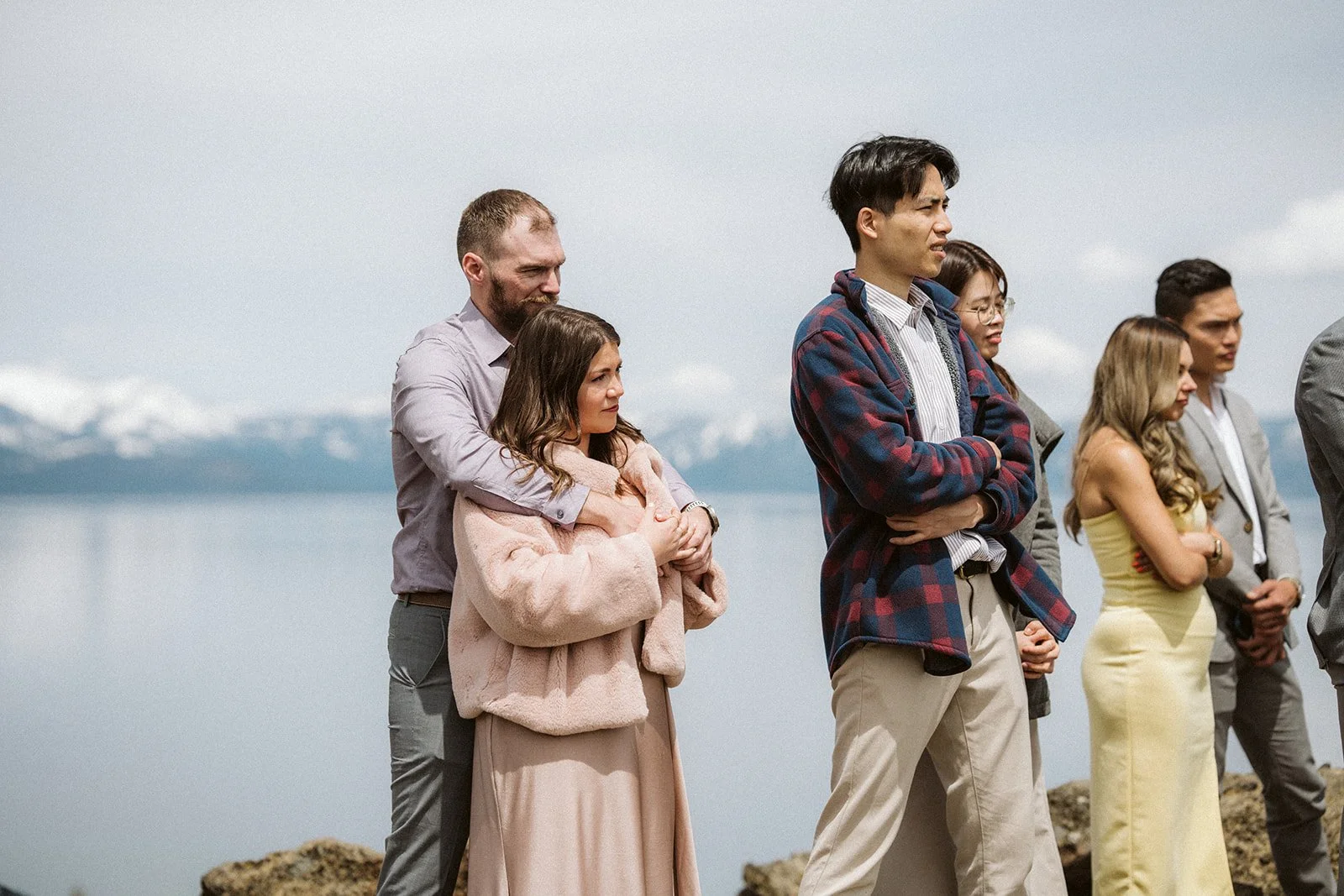 Small intimate elopement ceremony with family at Eagle Rock, Lake Tahoe — AJ Photography